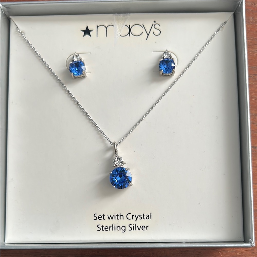 Macy's Blue and Silver Crystal Earrings